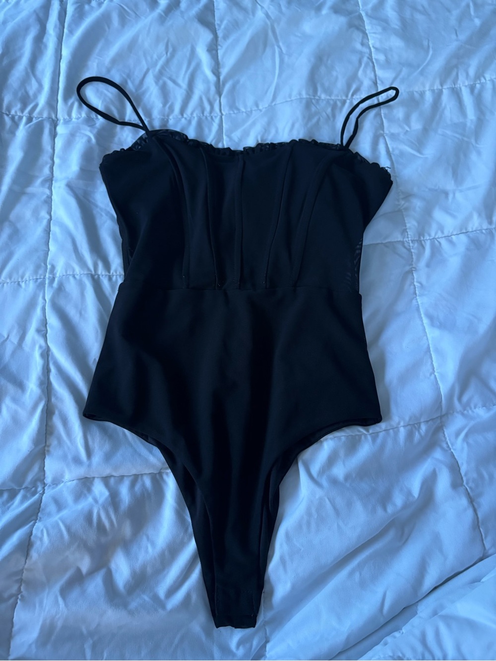 Princess Polly Black mesh body suit.
